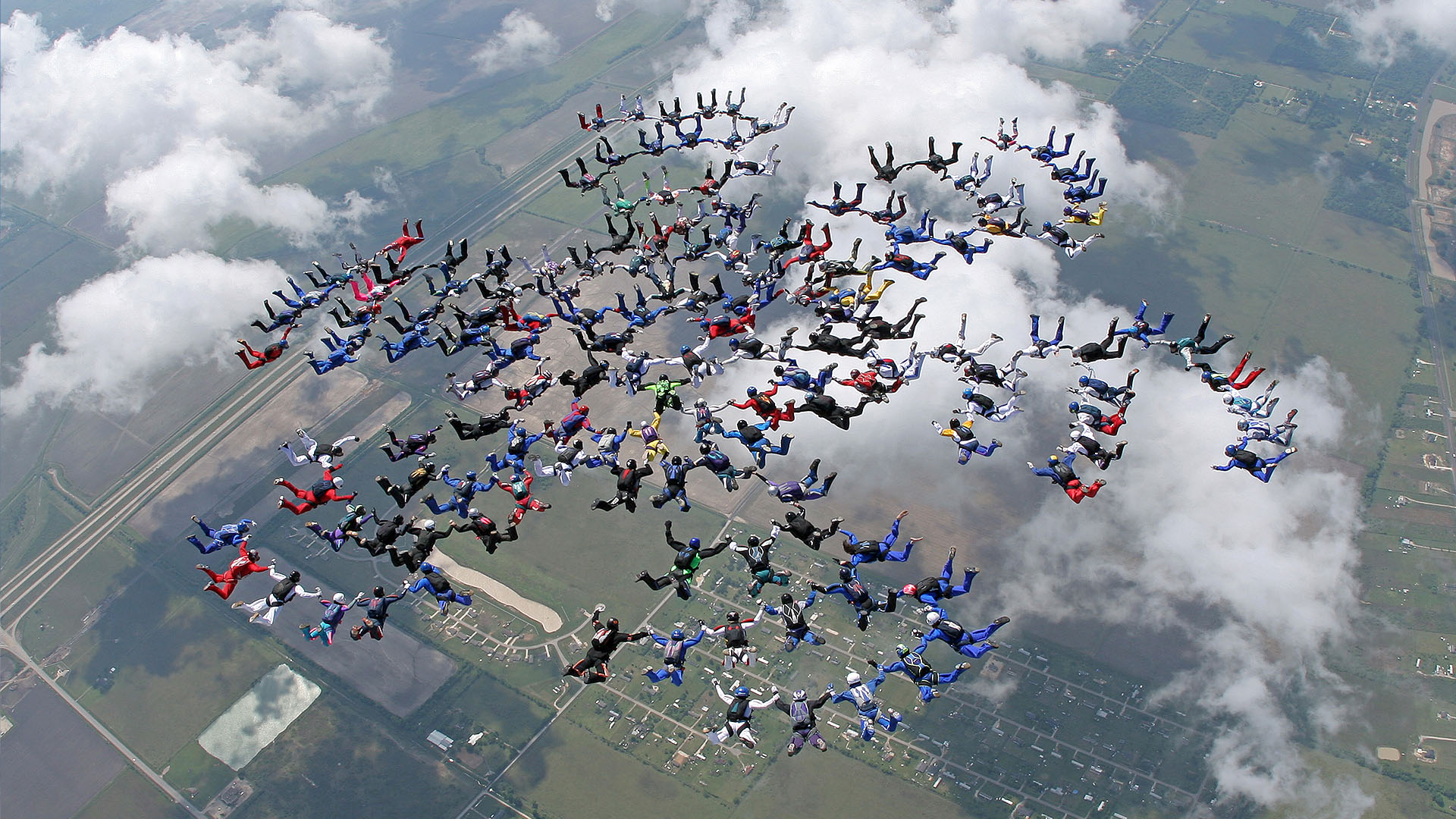 Texas State Record 150-way formation over Spaceland Houston